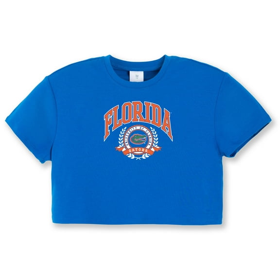 Girls Youth ZooZatz Royal Florida Gators Laurels Tri-Blend Cropped T-shirt