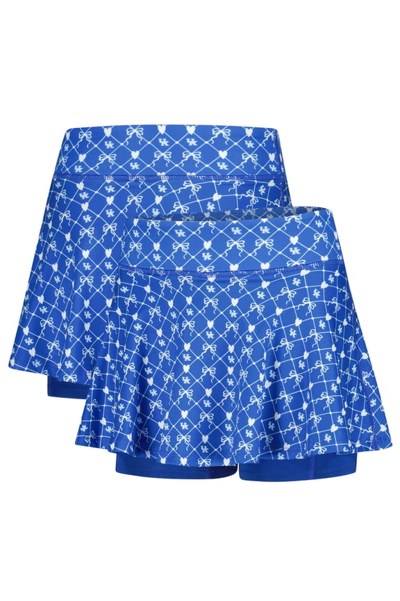 Girls Youth ZooZatz Royal Kentucky Wildcats All-Over Print Bow Team Logo Skort