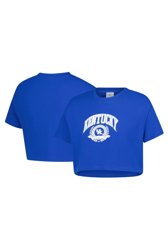 Girls Youth ZooZatz Royal Kentucky Wildcats Laurels Tri-Blend Cropped T-shirt