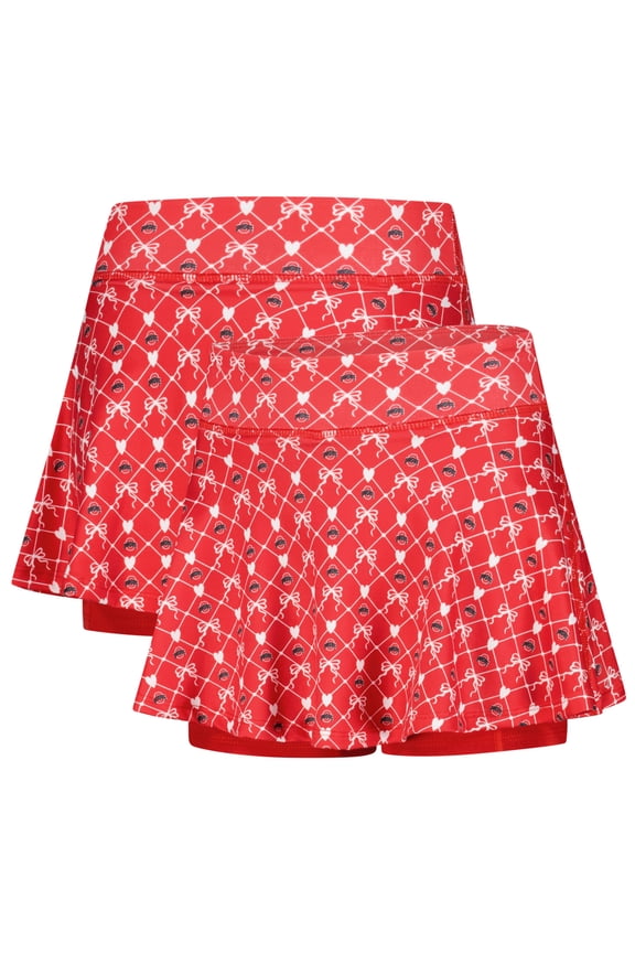 Girls Youth ZooZatz Scarlet Ohio State Buckeyes All-Over Print Bow Team Logo Skort