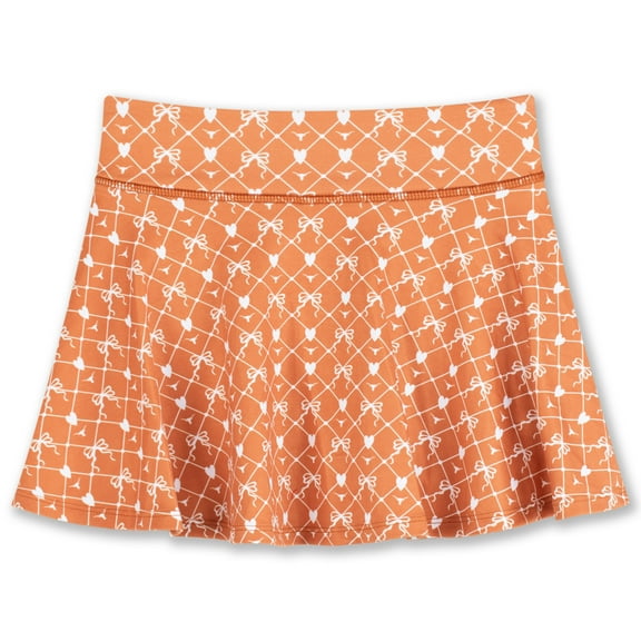 Girls Youth ZooZatz Texas Orange Texas Longhorns All-Over Print Bow Team Logo Skort