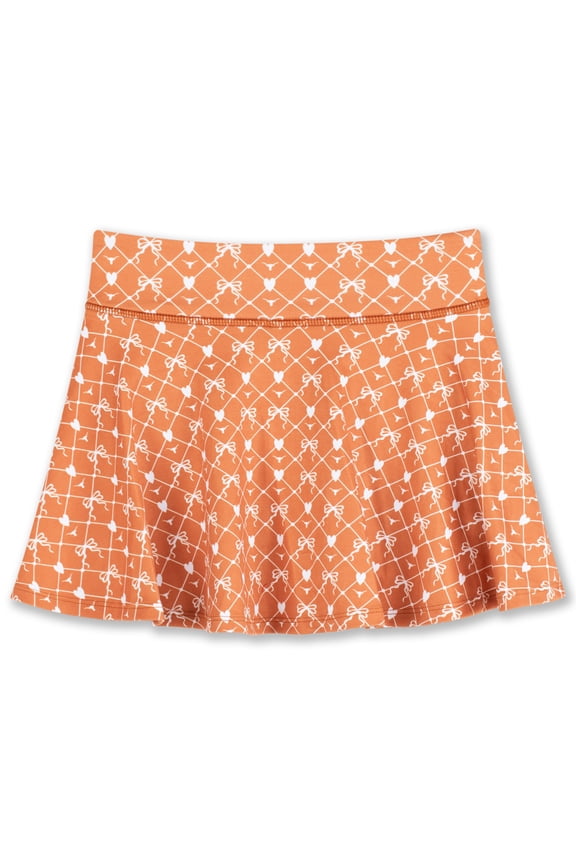 Girls Youth ZooZatz Texas Orange Texas Longhorns All-Over Print Bow Team Logo Skort