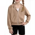 thumbnail image 1 of Girls Zip Up Cropped Hoodies Long Sleeve Casual Sweatshirts Jacket With Pockets 4-12 Years Boys Sweatshirt Boys' Outerwear Jackets & Coats Cute Fall Tops Cute Tops for Teen Girls, 1 of 9