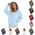 thumbnail image 1 of Girls Zip Up Hooded Sweatshirt Solid Color Casual Hoodie Jacket for Kids Lightweight and Comfortable Daily Wear Pullover Hooded Sweatshirt Kids 6-7 Years, 1 of 5