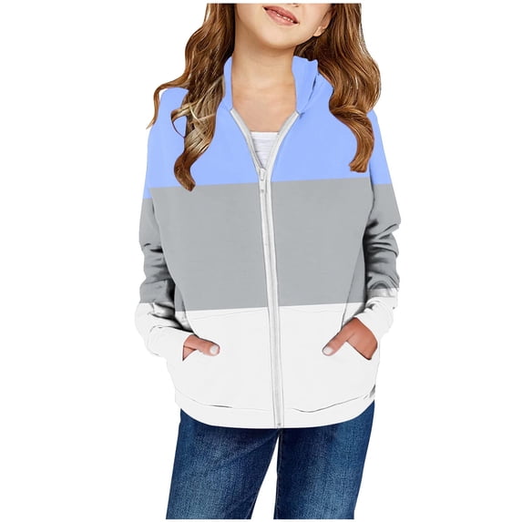 Girls Zip Up Hoodie Kids Zipper Jacket Hooded Cotton Cotton Warm Tops Long Sleeve Jackets Coat Summer Spring Outfit Clothes with Pockets