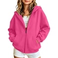 thumbnail image 1 of Girls Zip up Hoodies Size 10-12 OverSized Fall Sweatshirts Zip Up Hoodie Casual Jackets Y2k Fashion Outfits Winter Clothes 2026 Back to School Outfits (Hot Pink,3-4 Years), 1 of 6
