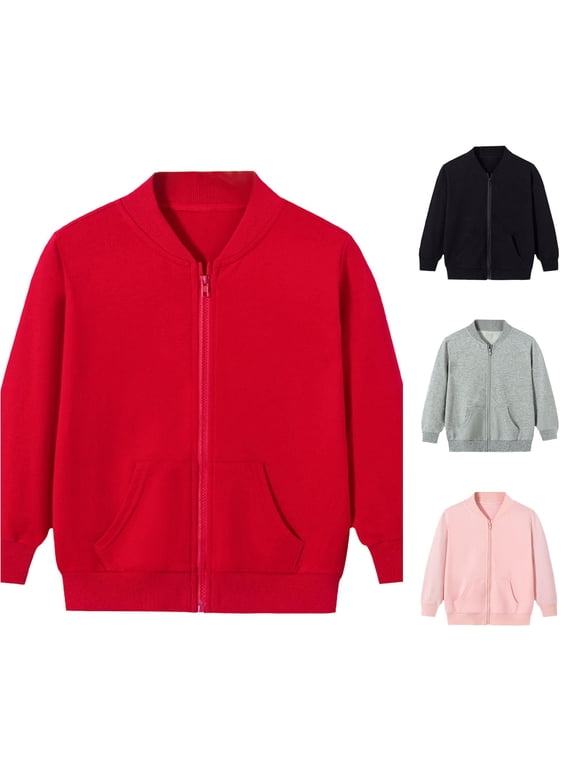 Girls Zip Up Jackets Kids Fall Long Sleeve Sweatshirts Outerwear With Pockets Thick Winter Jackets for Kids Girls And Jacket Jacket Girls 6 Walls Youth Coat Toddler Girl Coat Mommy And Raincoats Sing