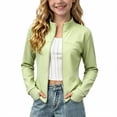 thumbnail image 1 of Girls Zip Up Athletic Jacket Lightweight Stand Collar Workout Outerwear With Thumbhole Cuffs for Gym Yoga Sports Daily Occasions, 1 of 8