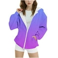 thumbnail image 1 of Girls Zip Up Hoodie - Casual Gradient Print Long Sleeve Hooded Jackets 2 Pockets Lightweight Zipper Sweatshirt with Hood, 1 of 4
