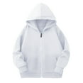 thumbnail image 1 of Girls Zip Up Hoodie Jackets with Pocket Cotton Warm Hooded Sweatshirt Coat Mid-weight Fall Winter Outerwear (2-3 Years, White), 1 of 5