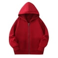 thumbnail image 1 of Girls Zip Up Hoodie Jackets with Pocket Cotton Warm Hooded Sweatshirt Coat Mid-weight Fall Winter Outerwear (5-6 Years, Wine), 1 of 5