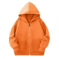 thumbnail image 1 of Girls Zip Up Hoodie Jackets with Pocket Cotton Warm Hooded Sweatshirt Coat Mid-weight Fall Winter Outerwear (9-10 Years, Orange), 1 of 5