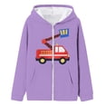 thumbnail image 1 of Girls Zip Up Hoodie Oversized Car Print For Kids Outerwear Cozy Casual Winter Coat For Children Comfy Loose Streetwear Size 6-7T, 1 of 4