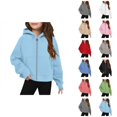 thumbnail image 1 of Girls Zip Up Hoodie Sweatshirt Jacket Kids Fall Winter Long Sleeve Crewneck Cardigan Casual Outfit, 1 of 5