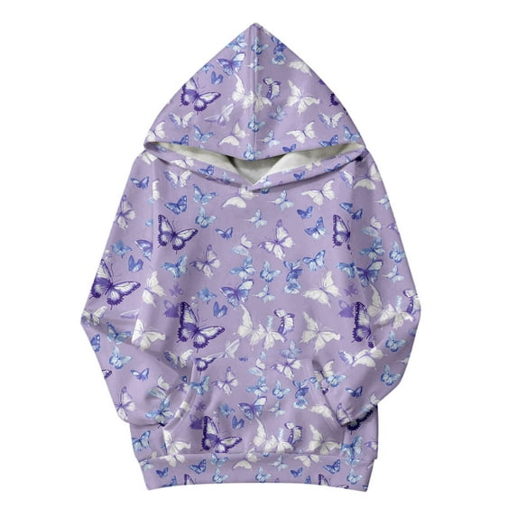 Girls Zip Up Hoodie Sweatshirt for Women Kids Girls Erfly Print Long Sleeve Hooded Sweatshirt