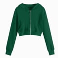 thumbnail image 1 of Girls Zip Up Hoodies Cropped Sweatshirt Lightweight Hooded Fall Jacket Teen Girl Back to School Outfits (Green,13-14 Years), 1 of 5