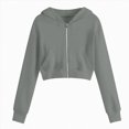 thumbnail image 1 of Girls Zip Up Hoodies Cropped Sweatshirt Lightweight Hooded Fall Jacket Teen Girl Back to School Outfits (Light Gray,13-14 Years), 1 of 5
