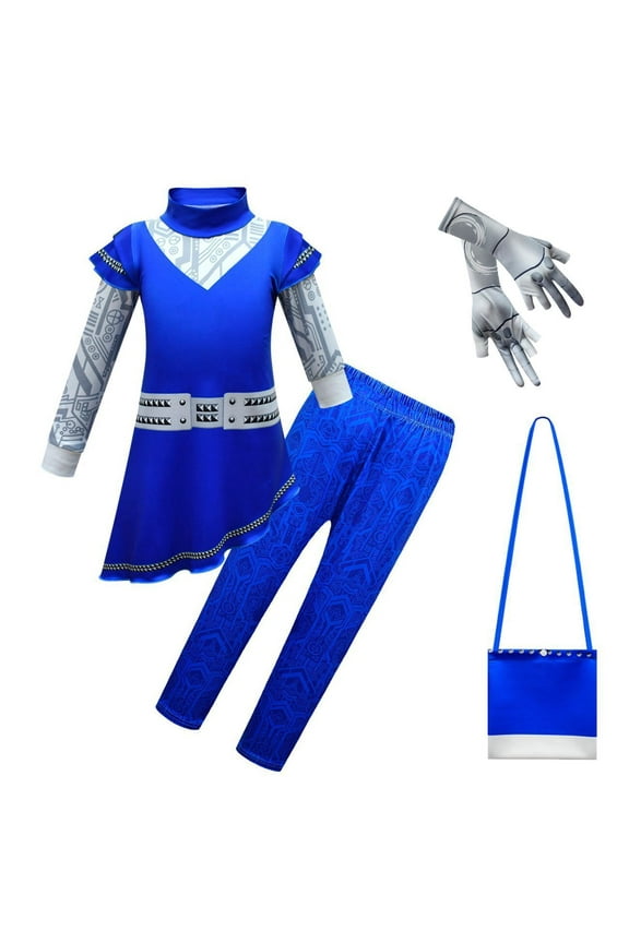 Girls Zombies Alien Costume Dress Outfits Set Halloween Cosplay with Pant