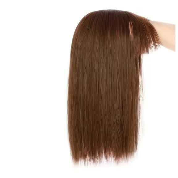 Girls air bangs replacement hair block mid-length straight hair clip style easy to wear natural straight hair