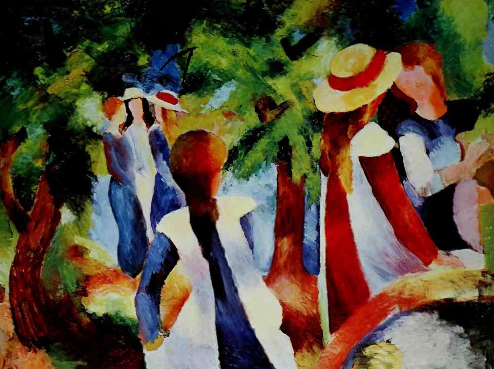 Girls among trees 1914 Canvas Art - August Macke (24 x 36)