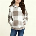 thumbnail image 1 of Girls and Boys Fuzzy Plush Hoodies Loose Long Sleeve Fuffy Sweatshirts Pullover Casual Warm Hooded Tops Brown 7-8 Years, 1 of 7