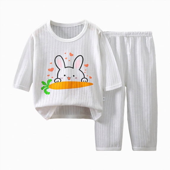 Girls and Boys Pajamas Sets 2 Piece Long Sleeve Sleepwear Cute Set for Fall Winter 6 12 24 Months 1T 2T 3T 4T 5T 6T Children Orange,5-6 Years