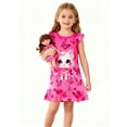 thumbnail image 1 of Girls Princess Nightgown Set with Matching Doll Pajamas | Flutter Sleeve Sleep Dress Cartoon Cat for Kids 3-10Y | Cute Birthday Gift & Daily Wear, 1 of 6