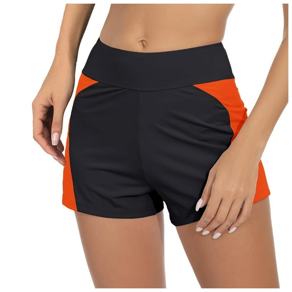 Girls and Teens' Menstrual Leakproof Wide Waistband Swim Shorts, Polyester and Spandex, for Swimming