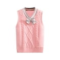 thumbnail image 1 of Girls and Toddler Knitted School Uniform Waistcoat Kids V Neck Sweater Vest Comfy Sleeveless Preppy Clothes Fall Winter Vests, 1 of 5