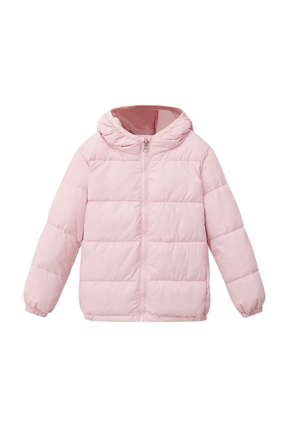 Girls and Toddlers' Lightweight Hooded Puffer Jacket Packable Winter Down Coats Kids Warm Zipper Up Quilted Outerwear Pockets