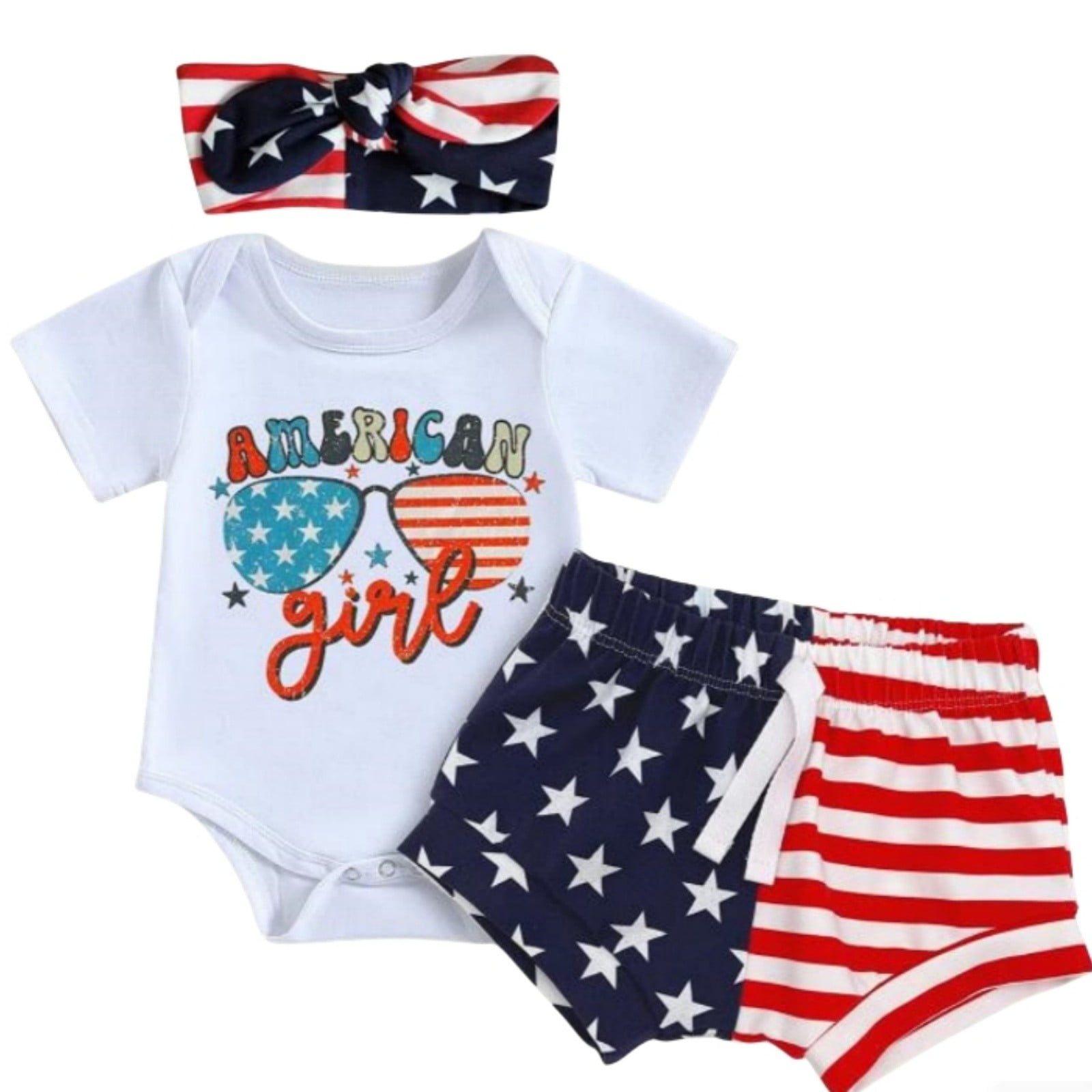 Girls and Toddlers' Outfits Baby Short Sleeve Crew Neck Bodysuit Shorts ...
