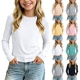 thumbnail image 1 of Girls and Toddlers Tops Crew Neck Solid Color School Leisure Versatile Tagless Little Girls Top, 1 of 8