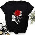 thumbnail image 1 of Girls and Women's Fashion Red Rose Printed T-Shirt Cute Graphic Tee Shirt Ladies Summer T-shirts Casual Plus Size Tops Flower T Shirts, 1 of 3