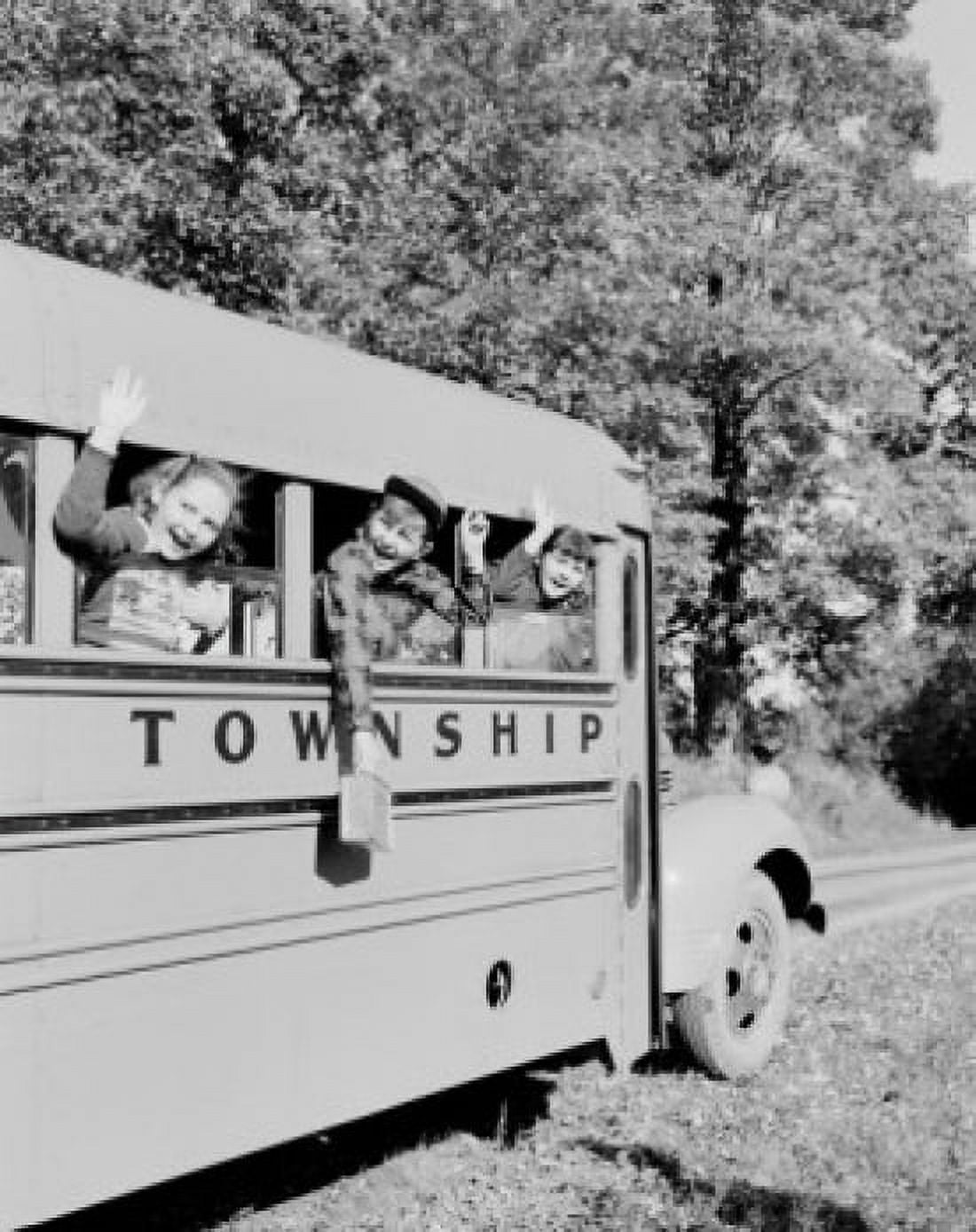 Girls and boy in school bus Canvas Art - (18 x 24)