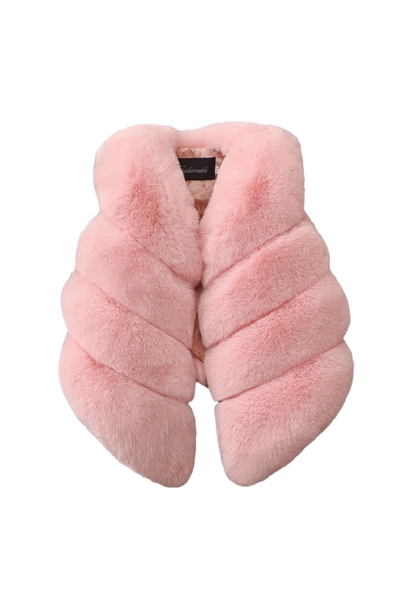 Girls Faux Fu𝗿 Vest Plush Fuzzy Furry Open Front Cardigan Vest Soft Sleeveless Cropped Jacket Waistcoat Princess Dress Coat