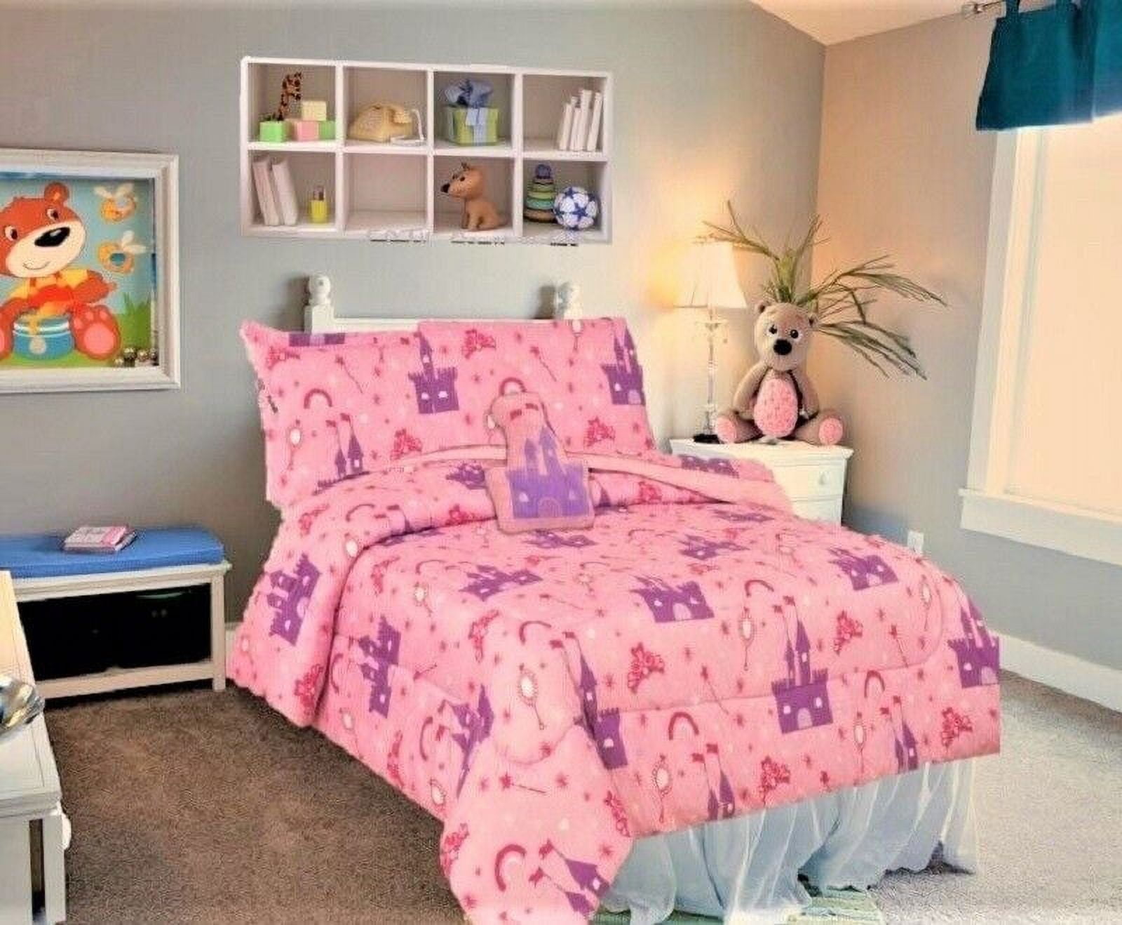 Girls and boys bed in bag complete set in twin size super soft easy wash  kids bedding décor comforter , sheet set , pillow toy , pillow sham  princess palace cartoon - Walmart Business Supplies, image size:1600x1318