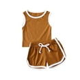 thumbnail image 1 of Girls boys summer sleeveless vest + elastic waist drawstring shorts sports suit, 1 of 4