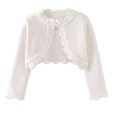 Toddler Girls' Flower Cardigan Sweater - Long Sleeve Knit Bolero Jacket For Kids (Sizes 4Y-7Y)