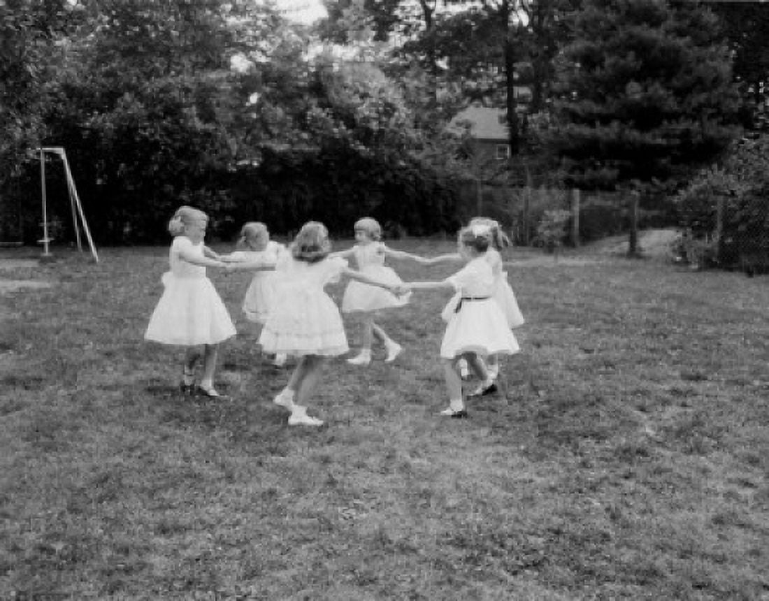 Girls dancing at playground Canvas Art - (24 x 36)
