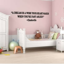 Girls A dream is a wish your Heart makes Cute Quotes & Sayings Wall Decal Decoration Quote Vinyl Wall Art Decal Home Decoration Lasts Years and Easily Removable - Size: 20 In(W) x 6 In(H)