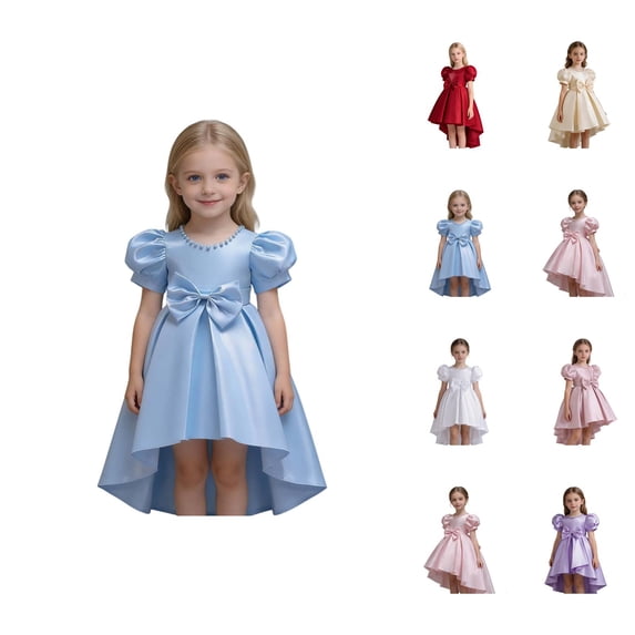 Girls' dress satin backless pageant dress gown formal stage performance dress for girls