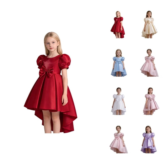 Girls' dress satin backless pageant dress gown formal stage performance dress for girls