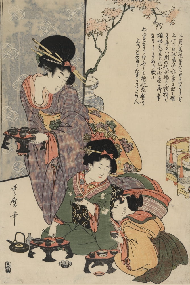 Girls festival (hinamatsuri) c1801-4 Canvas Art - Kitagawa Utamaro (24 x 36)