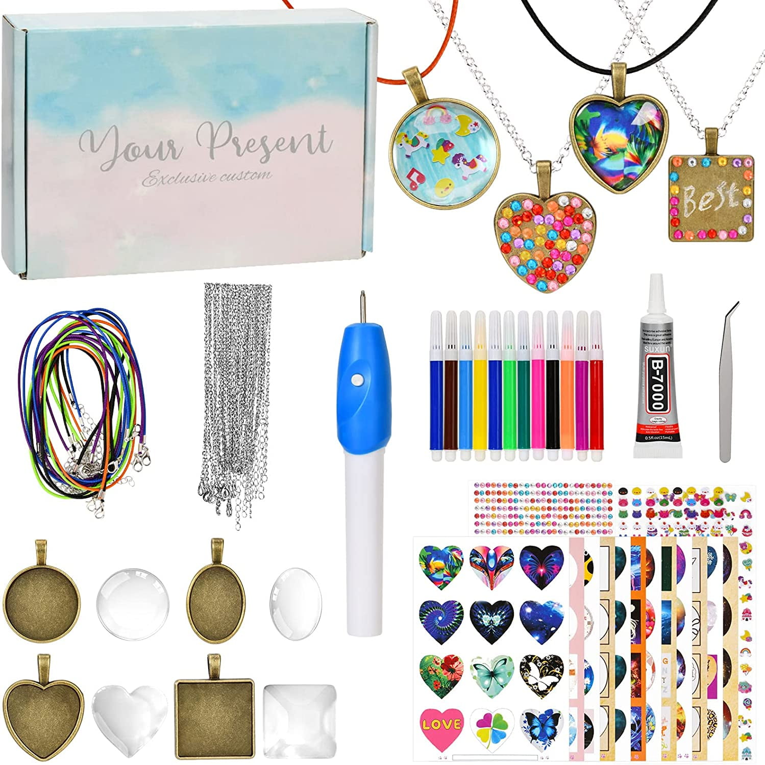 Girls gifts 5-13 years, Craft set kids, Jewellery craft girls set with battery operated engraver, Easter gifts kids, Christmas gift girls 5 6 7 8 9 10 11 years