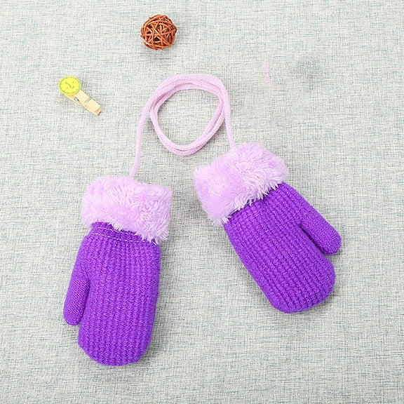 Girls gloves for cold weather Hwkond Toddler Children Boys Girls Winter Knitted Gloves Children Knitted Gloves Children Solid Color Thickened Warm Gloves