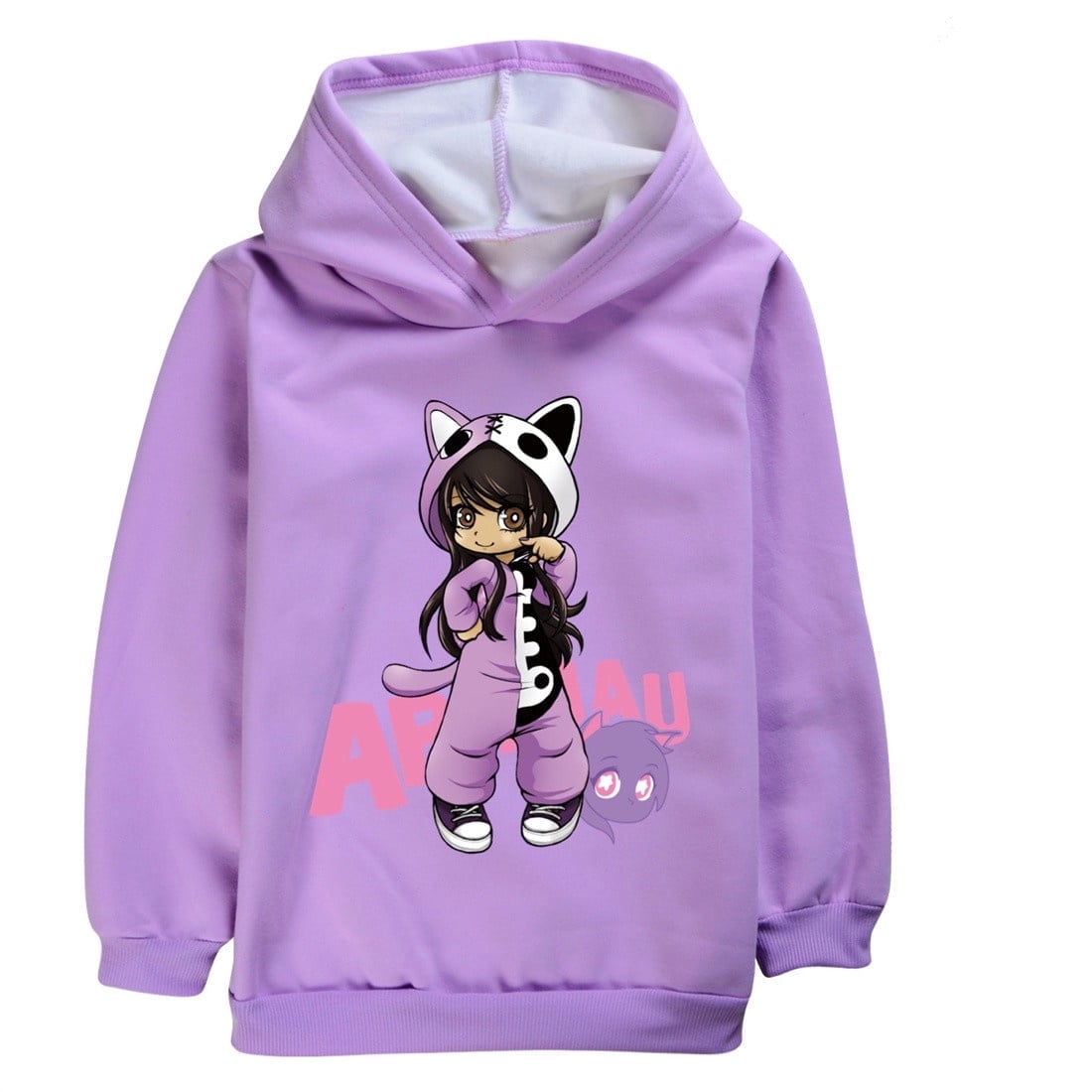 Girls' hoodie APHMAU children's autumn and winter thick fleece hooded sweatshirt double-layer thick non inverted fleece hooded sweatshirt suitable for 5-13 years old