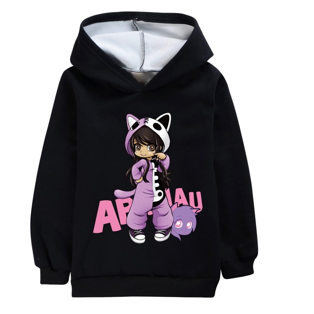 Girls' hoodie APHMAU children's autumn and winter thick fleece hooded sweatshirt double-layer thick non inverted fleece hooded sweatshirt suitable for 5-13 years old