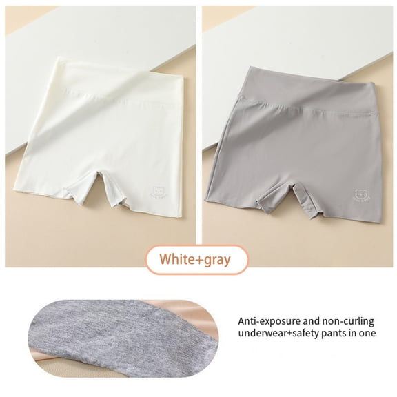 Girls' ice silk safety pants, anti-glare Class A leggings, summer children's underwear two-in-one leggings, girls' shorts，Ice Silk Safety Short Boxer Underwear Women Seamless Panties High Waist Body