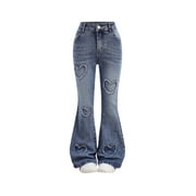 ICCAZX Streetwear Cropped Flare Jeans Girls 8-12