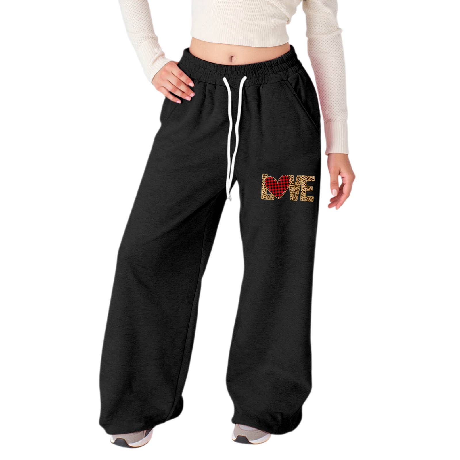 Teenage Drawstring Girls lOVE Print Sweatpants Kids Drawstring Joggers Athletic Pants with ...